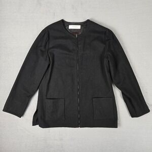 Vintage Young Pendleton Size Age 13-14 Virgin Wool Black Full Zip‎ Cardigan USA